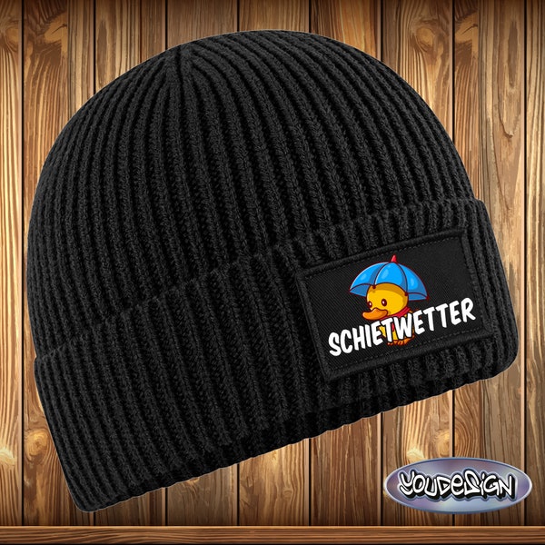 Schietwetter Beanie Mütze Patch Nordisch Küste Hamburg Winter Wetter