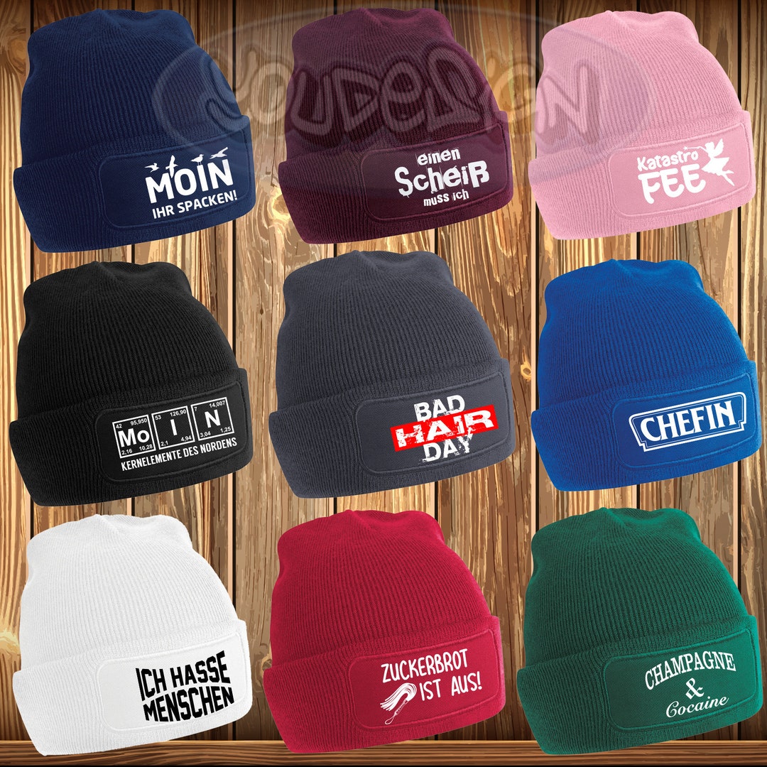 Moin Ihr Spacken Beanie Mütze Patch Nordisch Küste Möwe Chefin Bad Hair ...