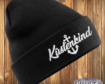 Coastal Child Beanie Hat Embroidered Various Colors Sea Anchor Coastal Nordic