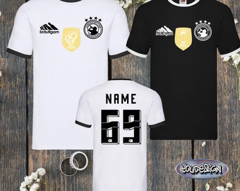 T-shirt pour enterrement de vie de garçon, maillot du marié, football, mariage, enterrement de vie de garçon, champion du monde, impression personnalisée au dos (en option)
