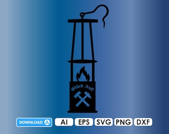 Miner's lamp plotter file Ai EPS PDF Cricut DIY digital download Png Dxf Vinyl Schalke Glück Auf Steiger Ruhrgebiet coal silhouette