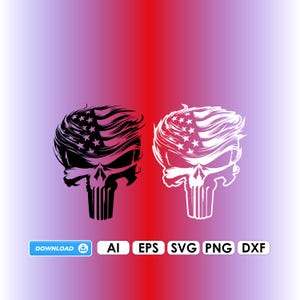 Trump Punisher Plotterdatei Ai EPS SVG Cricut DIY Digital Download Png Dxf Donald Datei Silhouette President Skull