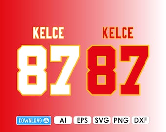 Maillot Kelce SVG PNG AI : Fichier de découpe Cricut (téléchargement numérique) Silhouette 87