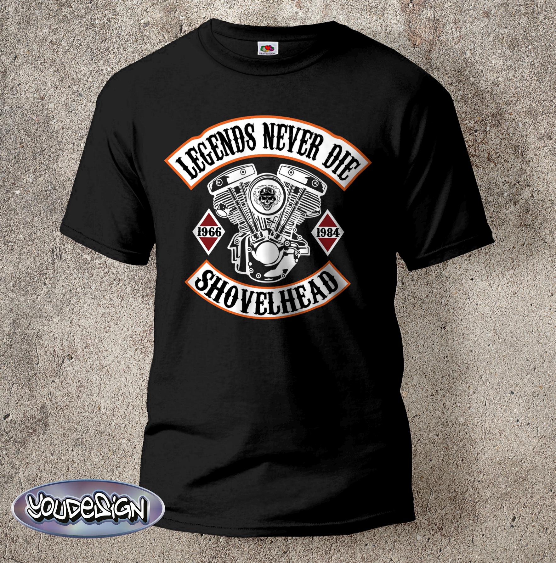 Shovelhead Shirt Legends Never Die T-shirt Motorcycle Motorbike