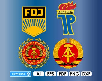 DDR Plotter File Ai EPS PDF Cricut Diy Digital Download East Germany Pioneer Organization Free German Youth Png Dxf Vinyl NVA