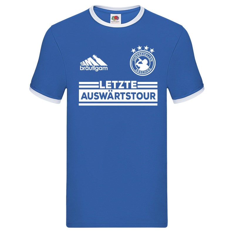 JGA Shirt Junggesellenabschied T-Shirt Bräutigam Trikot Fußball Team Blau