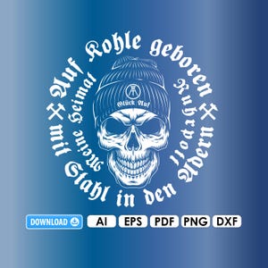 Born on coal plotter file Ai EPS PDF Cricut DIY digital download Png Dxf Vinyl Schalker Glück Auf Steiger Ruhrgebiet coal Ruhrpott