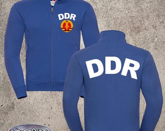 DDR Team Sweat Jacke East Germany Ostdeutschland Osten SED Fdj Ostalgie XS-3XL weiß oder royal