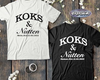 JGA Shirt Bachelor Party T-Shirt Groom Wedding Hen Party Coke & Hookers personalized