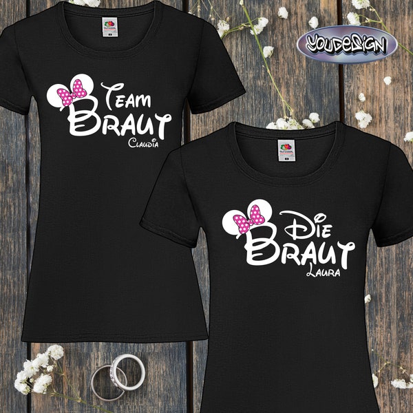 Personalisiertes JGA Shirt Braut & Team Braut Junggesellinnenabschied Hochzeit Geschenk Braut