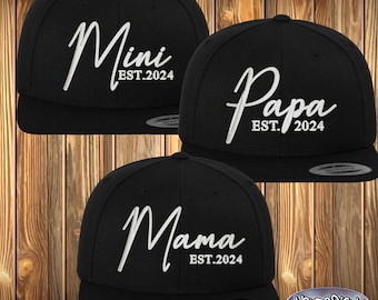 Mama Papa Mini Snapback Vater Mutter Sohn Tochter Cap Familie Geschenk individuell Namen Jahr