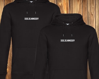 Individual Date Hoodie Couple Partner Stick Love Valentine King Queen Partner Sweater Roman Date Embroidered