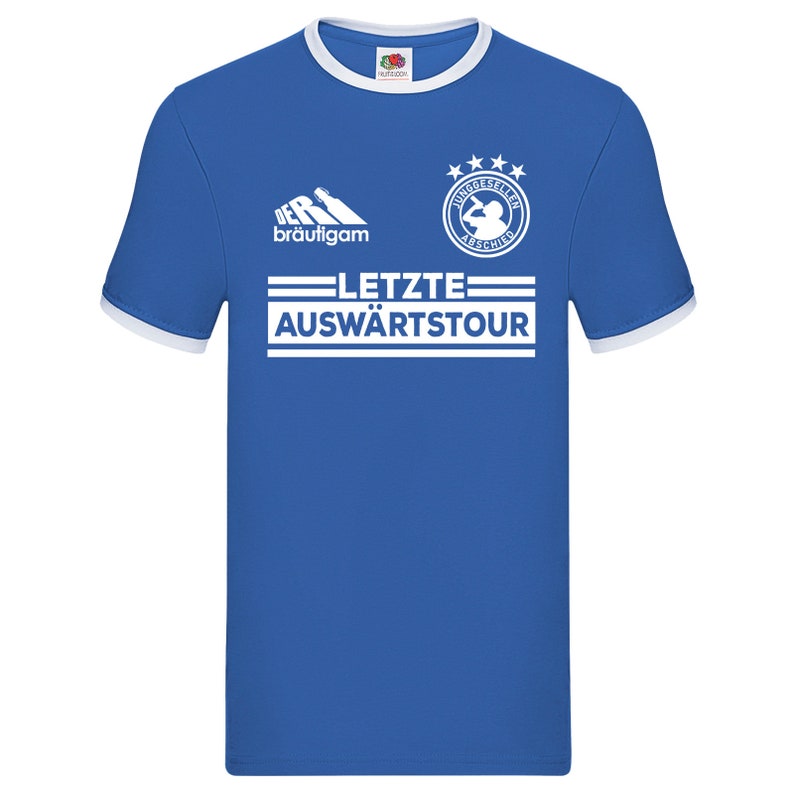 JGA Shirt Junggesellenabschied T-Shirt Bräutigam Trikot Fußball Bräutigam Blau