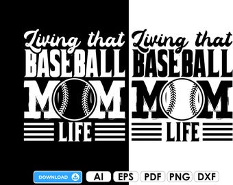 Baseball Mom (fichier numérique) : Ai, EPS, PDF, Cricut, DIY, téléchargement numérique, Png, Dxf