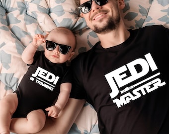 Maglietta mamma Maglietta papà Maestro Jedi Jedi in addestramento Bambini Stella Famiglia Padre Madre Bambino
