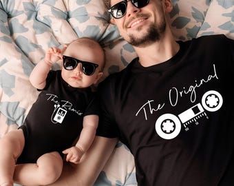 T-shirt maman, t-shirt papa, original, remix, personnalisé, année, enfants, vintage, famille, père, mère, bébé, cassette, mix numérique