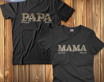 Mom Shirt Dad T-Shirt Partner Individual Names Children Est. Year Family Father Mother