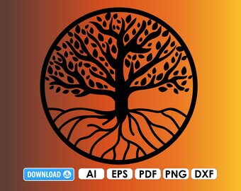Albero della vita file plotter Ai EPS PDF Cricut fai da te download digitale Png Dxf vinile silhouette albero albero della vita