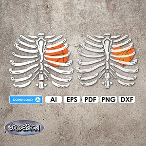 バスケットボール ハートビート デジタル ファイル Ai EPS PDF Cricut DIY デジタル ダウンロード PNG DxF プロッター ファイル ビニール スケルトン