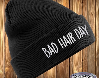 Bad Hair Day Beanie Hat embroidered different colors
