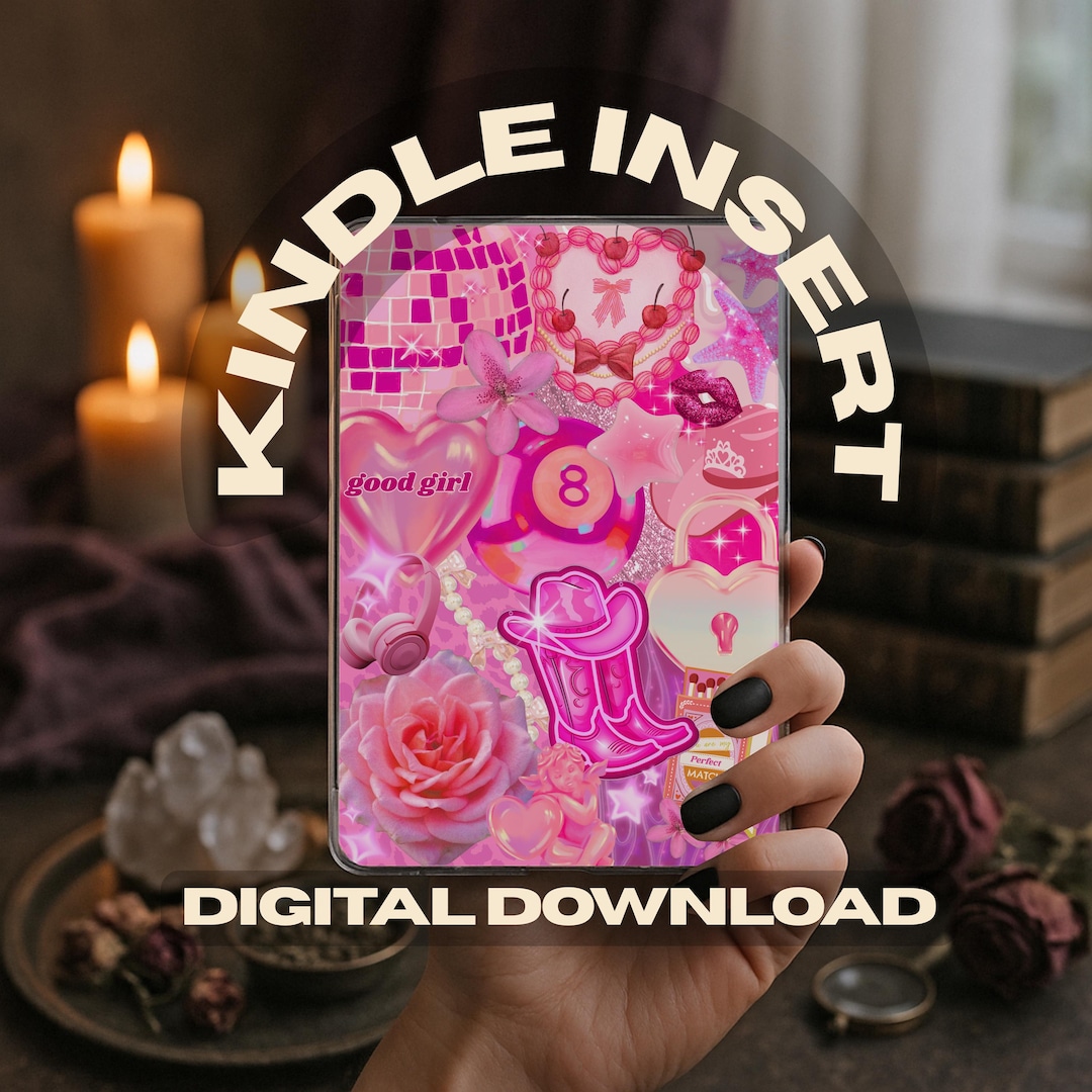 Pink Collage Kindle Case Insert | Bookish Baddie (digital Download - Etsy
