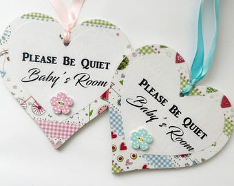 Please Be Quiet - Baby's Room Wooden Gift Heart