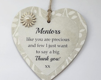 Thank You Precious Mentor Support Wooden Gift Heart