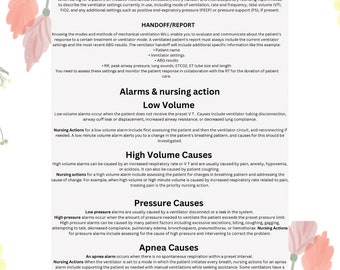 Intensive care mechanical ventilation cheat sheet for nurses and respiratory therapists