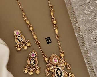 South Indian Choker Necklace Set: Bollywood Jewelry Gift