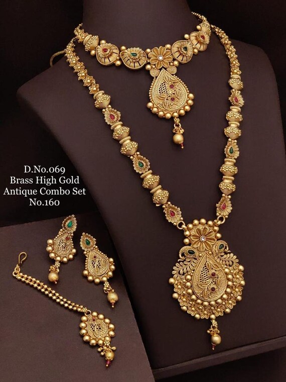 Gold Long Necklace Set (WGLNS222)