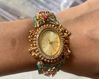 Vintage White Dial Bracelet Watch: Elegant Gold Wristwatch, Classic Jewelry Gift