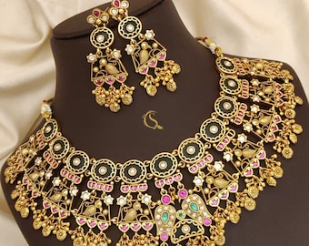 Ensemble de colliers de mariée Kundan : bijoux de mariage indiens pakistanais