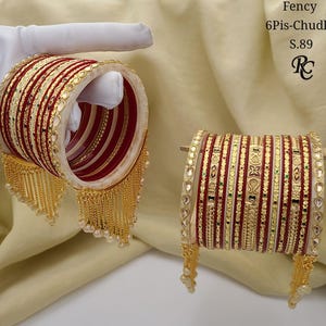 Red Bridal Chuda Bangles Set: Kundan Stone Punjabi Wedding Jewelry