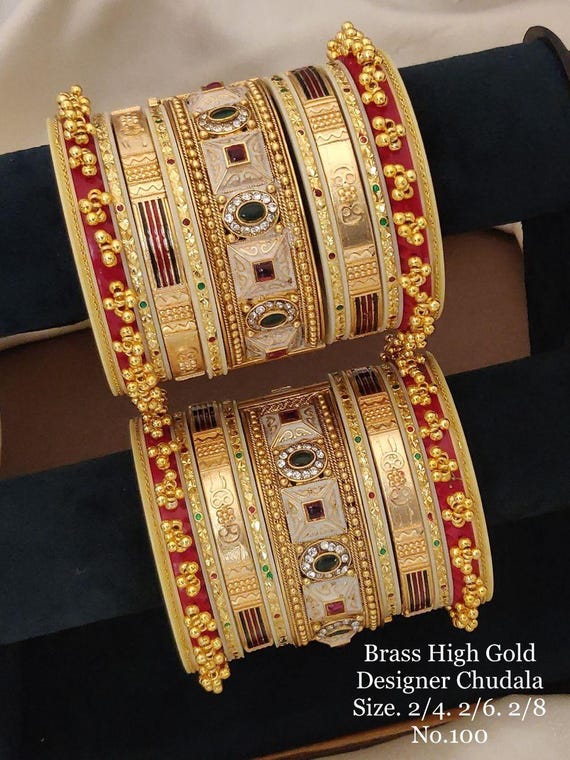 Kundan Bangles Stack: Indian Costume Jewelry Set