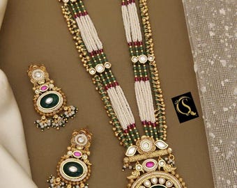 Smaragdgrönt CZ-halsband och örhängen med droppform: American Diamond Gala Jewelry