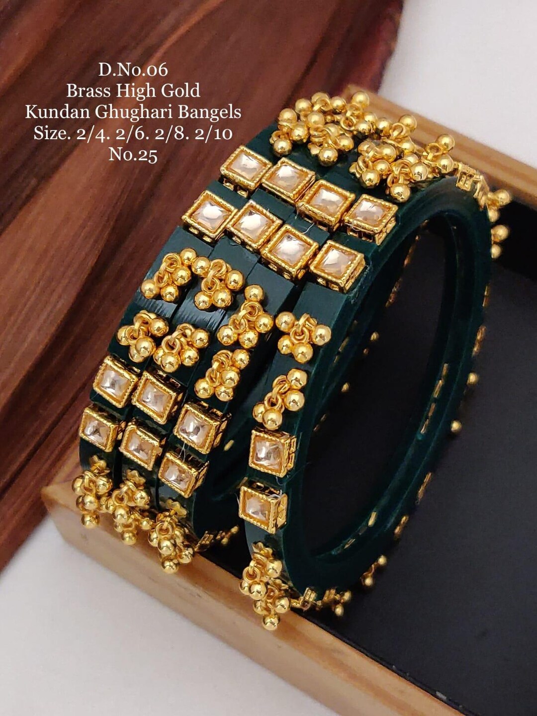 Kundan Ghughri Bangles: Antique Gold Indian Bridal Kada - Etsy