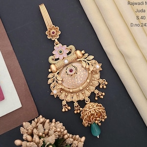 Vergoldeter Pfau Haarschmuck: Indischer Braut Taillengürtel Saree Challa