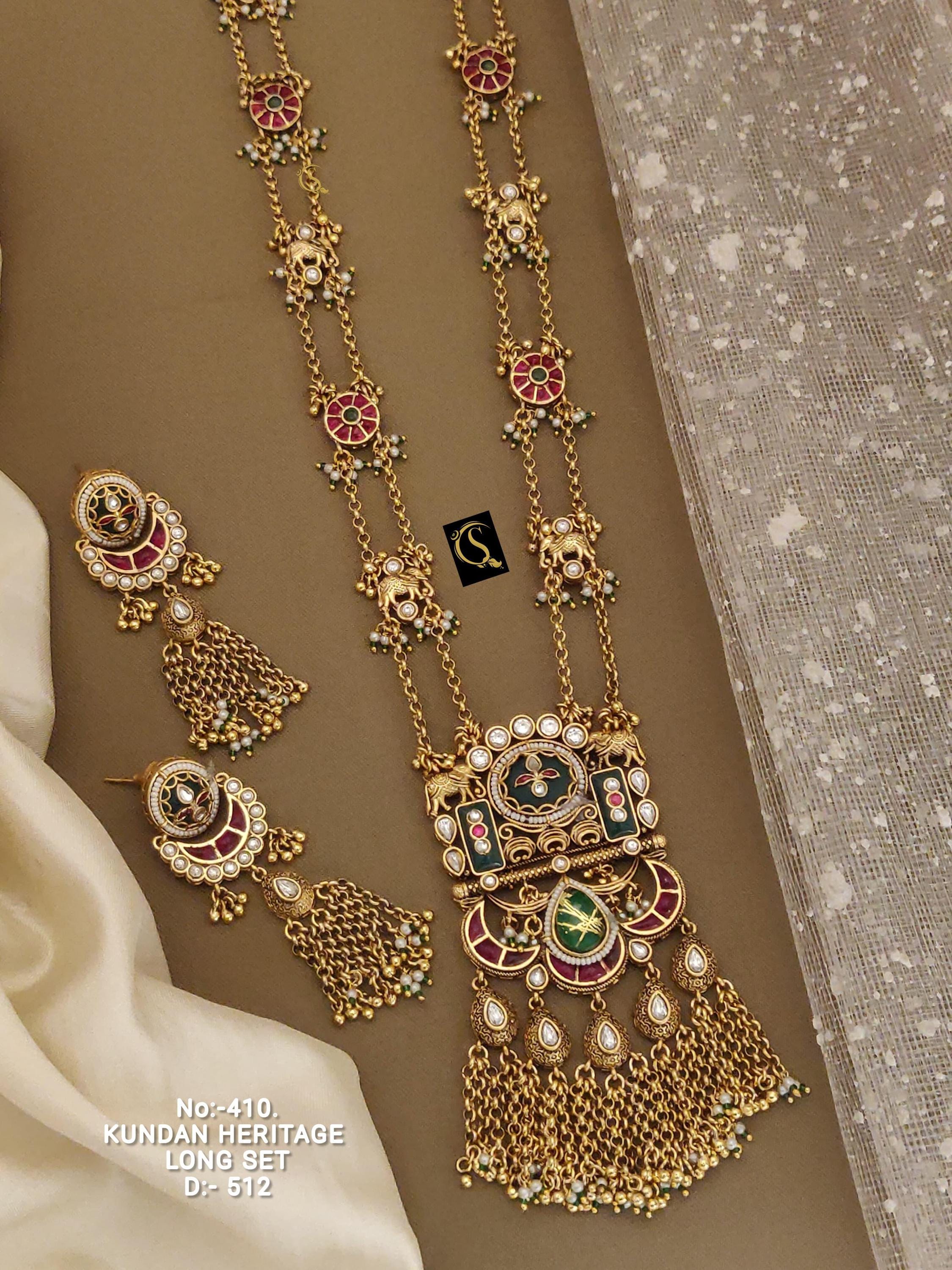Kundan Heritage Necklace Set: Indian Bridal Wedding Jewelry