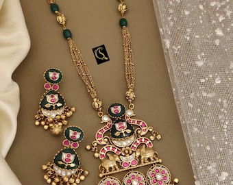 Kundan Long Necklace: Indian Bridal Jadau Jewelry