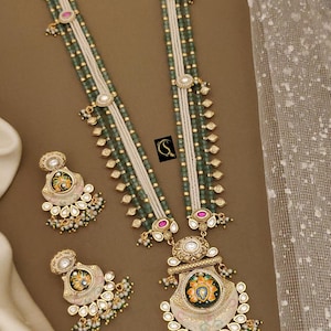 Temple Jewelry/ Pearl Necklace/ South Indian Jewelry/ Antique Gold Necklace/ Long Necklace/ Natural Pearl Necklace/ Indian Jewelry