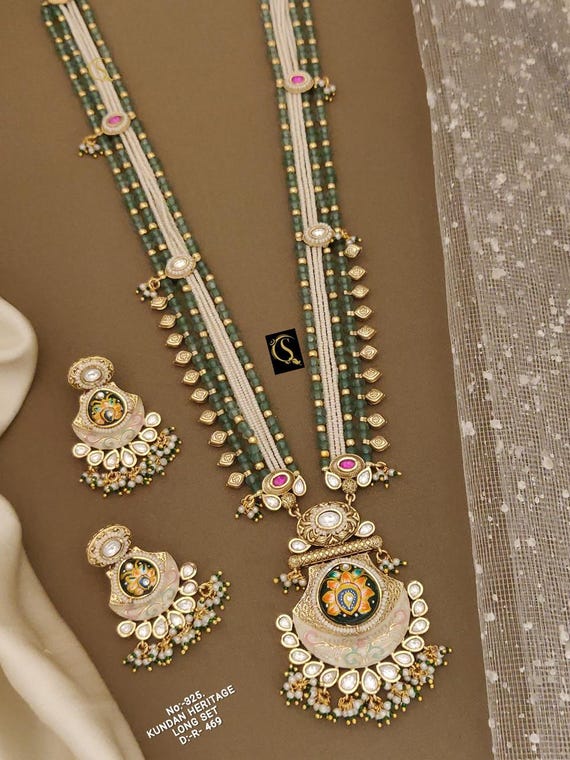 Kundan Temple Necklace: South Indian Antique Gold Pearl Jewelry