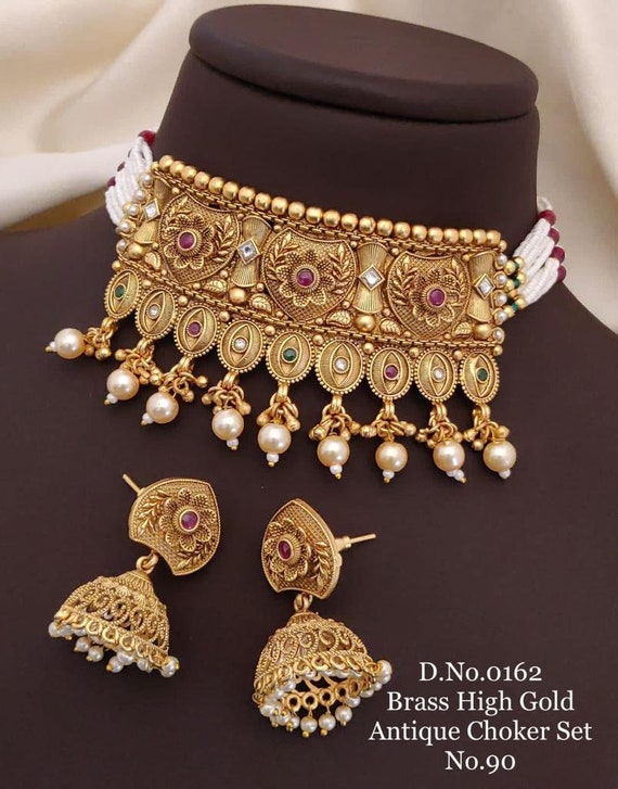22K Gold Choker Necklace CK-178 - Rupashree Jewellers (RB)