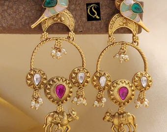 Heritage Peacock Earrings | Lightweight Statement Jhumkas | Indian Wedding Jewelry