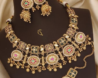 Kundan Bridal Necklace and Earring Set: Wedding Jewelry