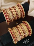 Gold Plated Kemp Bangles: Bollywood Temple Jewelry Set