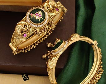 Kundan Heritage Kangan: Indian Gold Kada, Wedding Jewelry