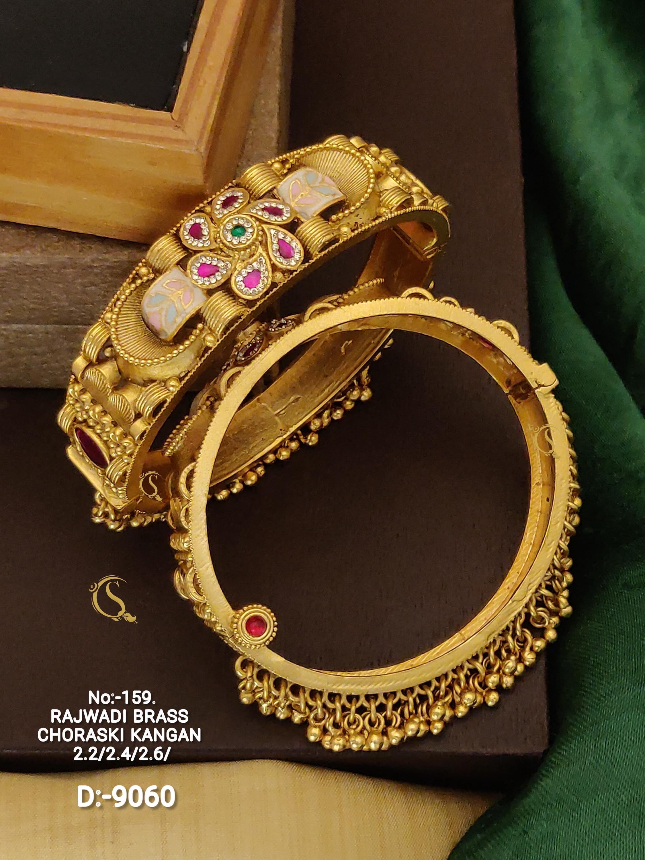 Indian Bangle Set, Golden Stone Pearl Indian Asian Bangles