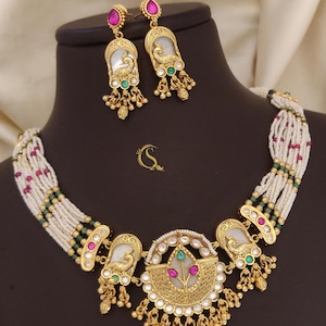 South indian Gold Plated Choke Earrings, Indian choker, Indian Necklace, Golden Indian Earrings, Bollywood Earrings, Afghani Earrings, Gifts