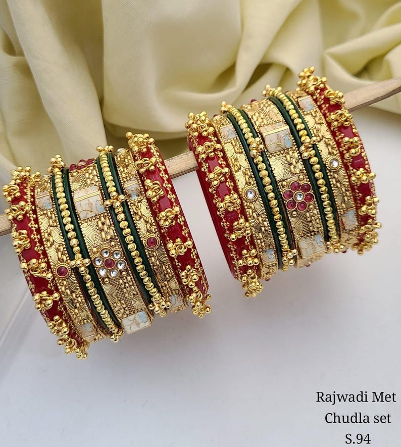 Gold Victorian Chura: Vintage Pearl Bangles, Statement Chuda - Etsy
