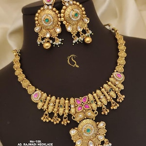 Gold Necklace /Indian Necklace Set/ Indian Choker Necklace/ Necklace Sets/Guttapusalu necklace /Temple jewelry/ South Indian jewelry
